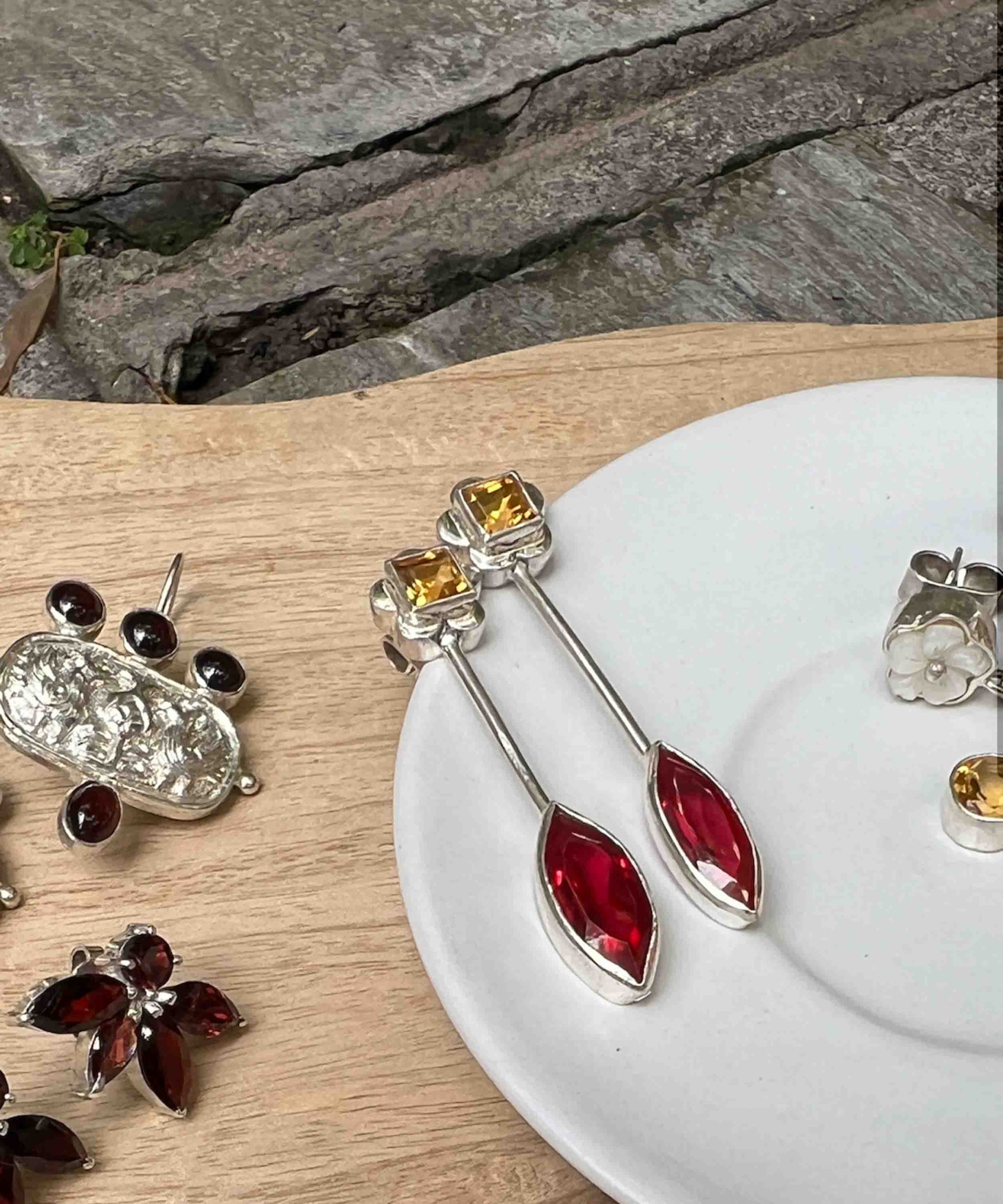 Garnet and Citrine Earrings
