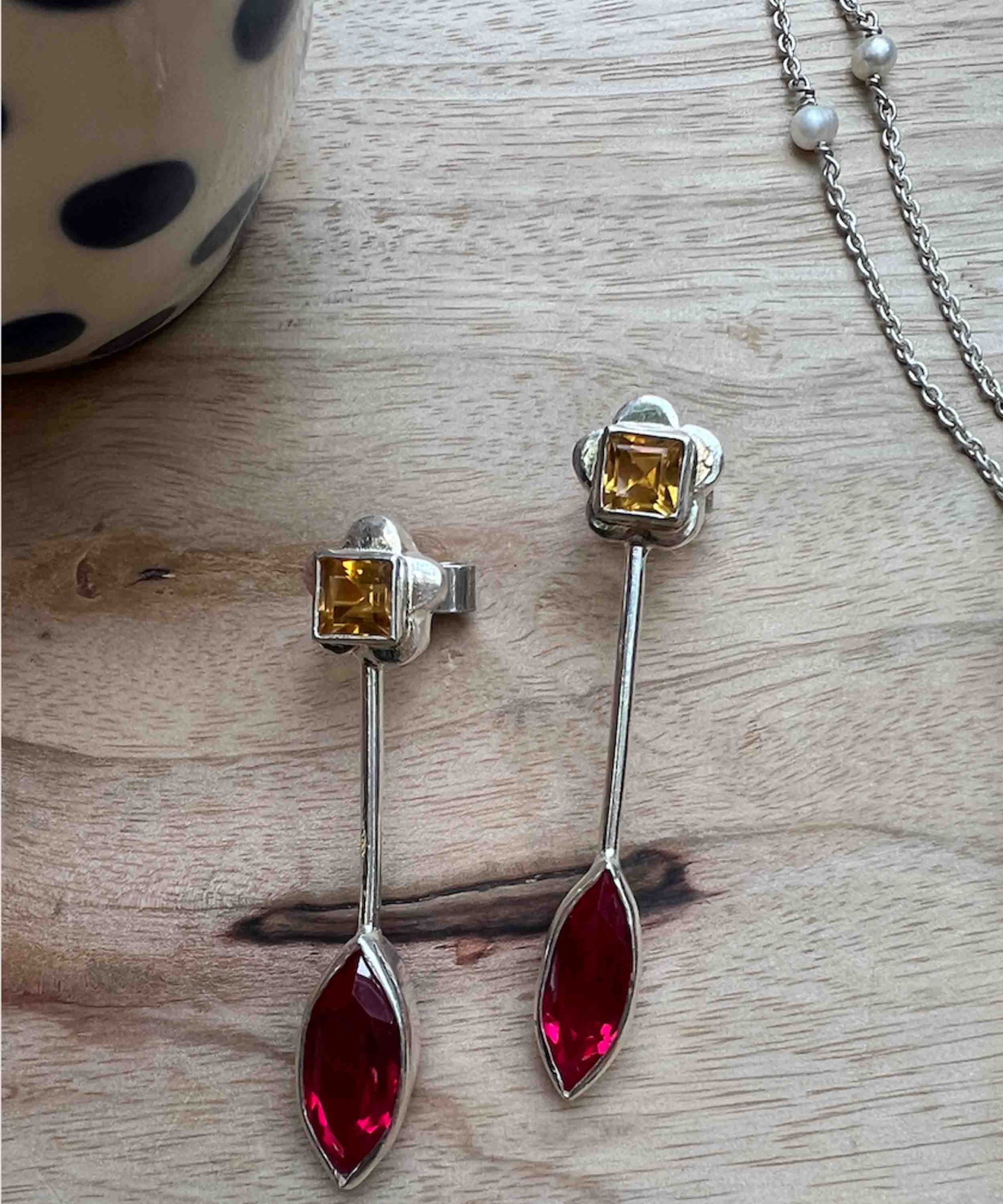Garnet and Citrine Earrings - Image 2