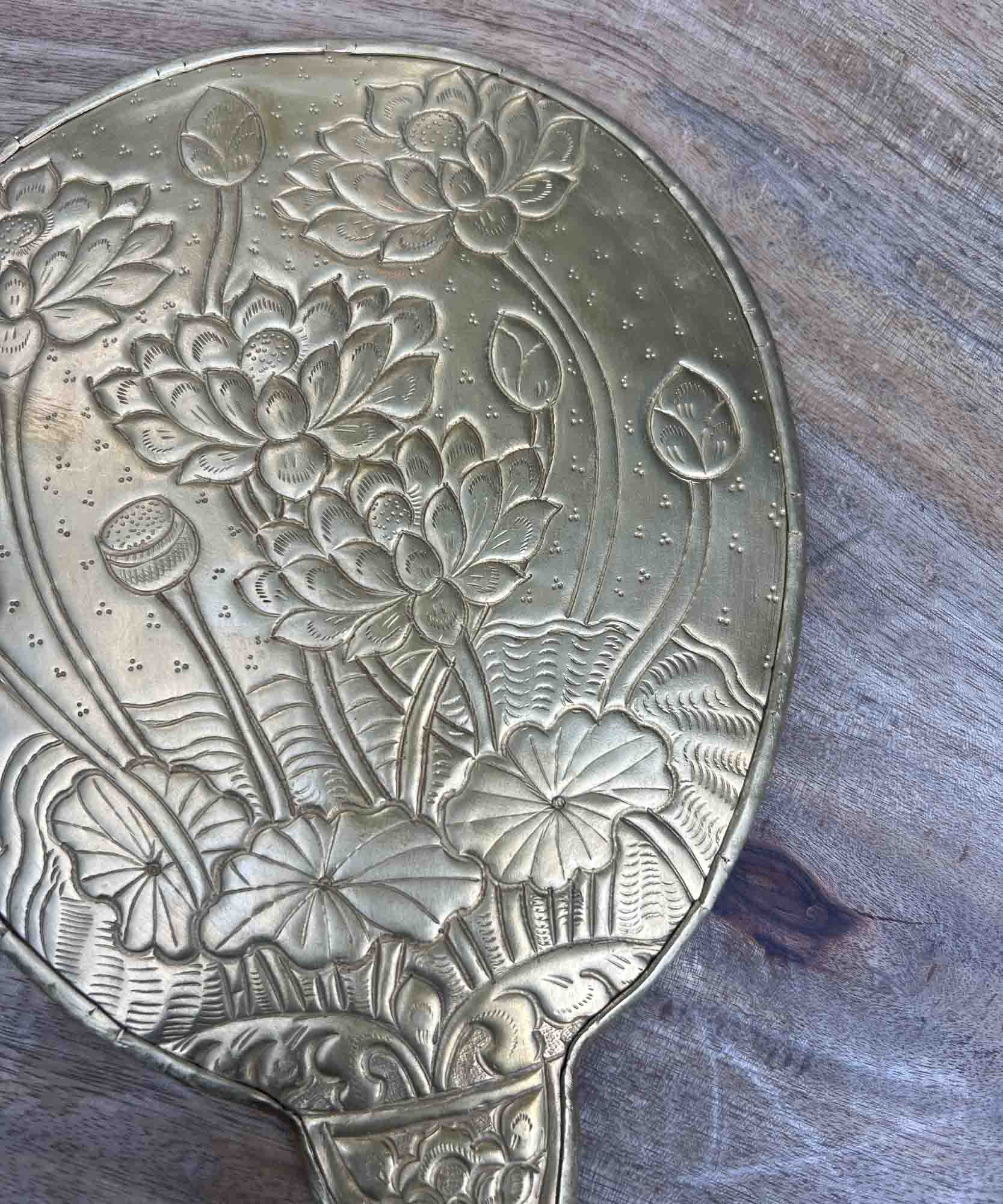 Lotus Carved Mirror (Vintage Feel) - Image 3